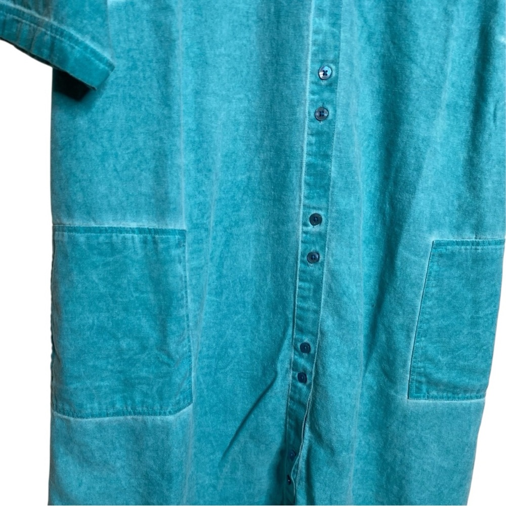 LOGO by Lori Goldstein Teal Button-Down Midi Dress - Picture 2 of 10